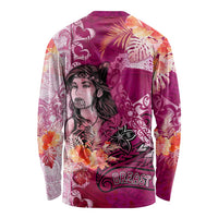 Breast Cancer New Zealand Long Sleeve Shirt Maori Aotearoa Girl Pink Out