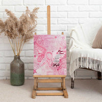 Breast Cancer Awareness Month Canvas Wall Art Butterfly Polynesia Watercolor Pink