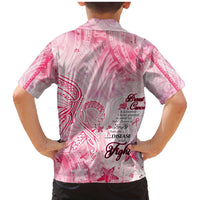 Breast Cancer Awareness Month Family Matching Mermaid Dress and Hawaiian Shirt Butterfly Polynesia Watercolor Pink