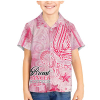 Breast Cancer Awareness Month Family Matching Mermaid Dress and Hawaiian Shirt Butterfly Polynesia Watercolor Pink