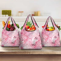 Breast Cancer Awareness Month Grocery Bag Butterfly Polynesia Watercolor Pink