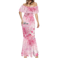 Breast Cancer Awareness Month Mermaid Dress Butterfly Polynesia Watercolor Pink