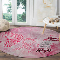 Breast Cancer Awareness Month Round Carpet Butterfly Polynesia Watercolor Pink