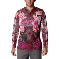Breast Cancer Warrior Button Sweatshirt Angel Wings Polynesian Pattern
