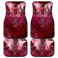Breast Cancer Warrior Car Mats Angel Wings Polynesian Pattern