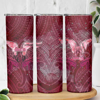 Breast Cancer Warrior Skinny Tumbler Angel Wings Polynesian Pattern
