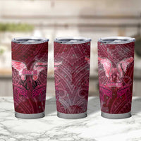 Breast Cancer Warrior Tumbler Cup Angel Wings Polynesian Pattern