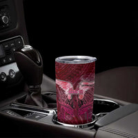 Breast Cancer Warrior Tumbler Cup Angel Wings Polynesian Pattern