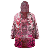 Breast Cancer Warrior Wearable Blanket Hoodie Angel Wings Polynesian Pattern