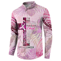 Breast Cancer Polynesian Button Sweatshirt I Can Do All Things Through Christ