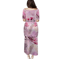 Breast Cancer Polynesian Family Matching Puletasi and Hawaiian Shirt I Can Do All Things Through Christ