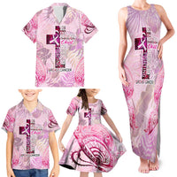 Breast Cancer Polynesian Family Matching Tank Maxi Dress and Hawaiian Shirt I Can Do All Things Through Christ