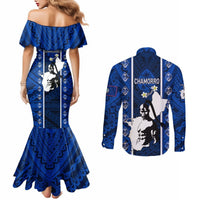 Guam Chamorro Warrior Couples Matching Mermaid Dress and Long Sleeve Button Shirts Traditional Tribal Patterns DT02 - Polynesian Pride