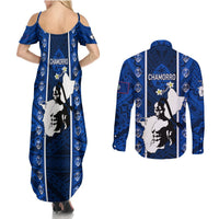 Guam Chamorro Warrior Couples Matching Summer Maxi Dress and Long Sleeve Button Shirts Traditional Tribal Patterns DT02 - Polynesian Pride