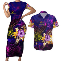 Wallis and Futuna Couples Matching Short Sleeve Bodycon Dress and Hawaiian Shirt Whale Hibiscus Polynesian