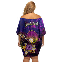 Wallis and Futuna Off Shoulder Short Dress Whale Hibiscus Polynesian DT02 - Polynesian Pride