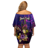 New Caledonia Family Matching Off Shoulder Short Dress and Hawaiian Shirt Whale Hibiscus Polynesian