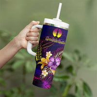 New Caledonia Tumbler With Handle Whale Hibiscus Polynesian
