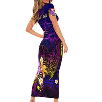 Tahiti French Polynesia Family Matching Short Sleeve Bodycon Dress and Hawaiian Shirt Whale Hibiscus Polynesian