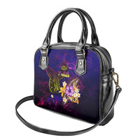 Tahiti French Polynesia Shoulder Handbag Whale Hibiscus Polynesian
