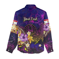 Tahiti French Polynesia Women Casual Shirt Whale Hibiscus Polynesian