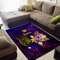 Nauru Area Rug Whale Hibiscus Polynesian