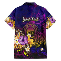 Nauru Family Matching Short Sleeve Bodycon Dress and Hawaiian Shirt Whale Hibiscus Polynesian