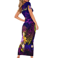 Nauru Family Matching Short Sleeve Bodycon Dress and Hawaiian Shirt Whale Hibiscus Polynesian