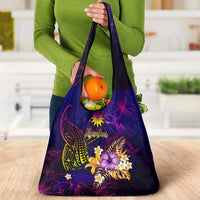 Nauru Grocery Bag Whale Hibiscus Polynesian