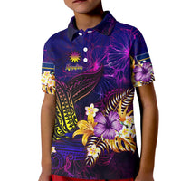 Nauru Kid Polo Shirt Whale Hibiscus Polynesian