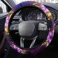Nauru Steering Wheel Cover Whale Hibiscus Polynesian