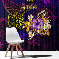 Nauru Window Curtain Whale Hibiscus Polynesian