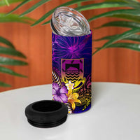 Tuvalu 4 in 1 Can Cooler Tumbler Whale Hibiscus Polynesian