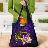 Tuvalu Grocery Bag Whale Hibiscus Polynesian