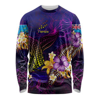 Tuvalu Long Sleeve Shirt Whale Hibiscus Polynesian