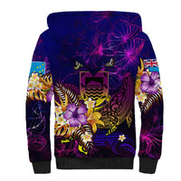 Tuvalu Sherpa Hoodie Whale Hibiscus Polynesian