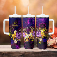 Tuvalu Tumbler With Handle Whale Hibiscus Polynesian