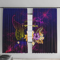 Tuvalu Window Curtain Whale Hibiscus Polynesian