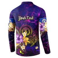 Northern Mariana Islands Button Sweatshirt Whale Hibiscus Polynesian