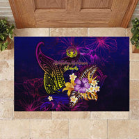 Northern Mariana Islands Rubber Doormat Whale Hibiscus Polynesian