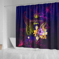 Northern Mariana Islands Shower Curtain Whale Hibiscus Polynesian