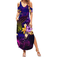 Marshall Islands Summer Maxi Dress Whale Hibiscus Polynesian