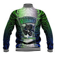 Personalised New Zealand Warriors Baseball Jacket Maori Silver Fern Green DT02 - Polynesian Pride