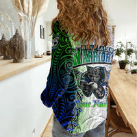 Personalised New Zealand Warriors Women Casual Shirt Maori Silver Fern Green DT02 - Polynesian Pride