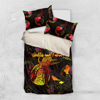 Wallis and Futuna Bedding Set Octopus Plumeria Polynesian Tattoo