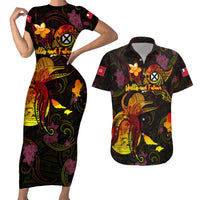 Wallis and Futuna Couples Matching Short Sleeve Bodycon Dress and Hawaiian Shirt Octopus Plumeria Polynesian Tattoo