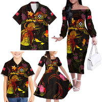 Wallis and Futuna Family Matching Off The Shoulder Long Sleeve Dress and Hawaiian Shirt Octopus Plumeria Polynesian Tattoo