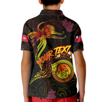 Wallis and Futuna Kid Polo Shirt Octopus Plumeria Polynesian Tattoo