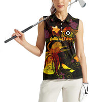 Wallis and Futuna Women Sleeveless Polo Shirt Octopus Plumeria Polynesian Tattoo
