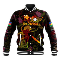 New Caledonia Baseball Jacket Octopus Plumeria Polynesian Tattoo